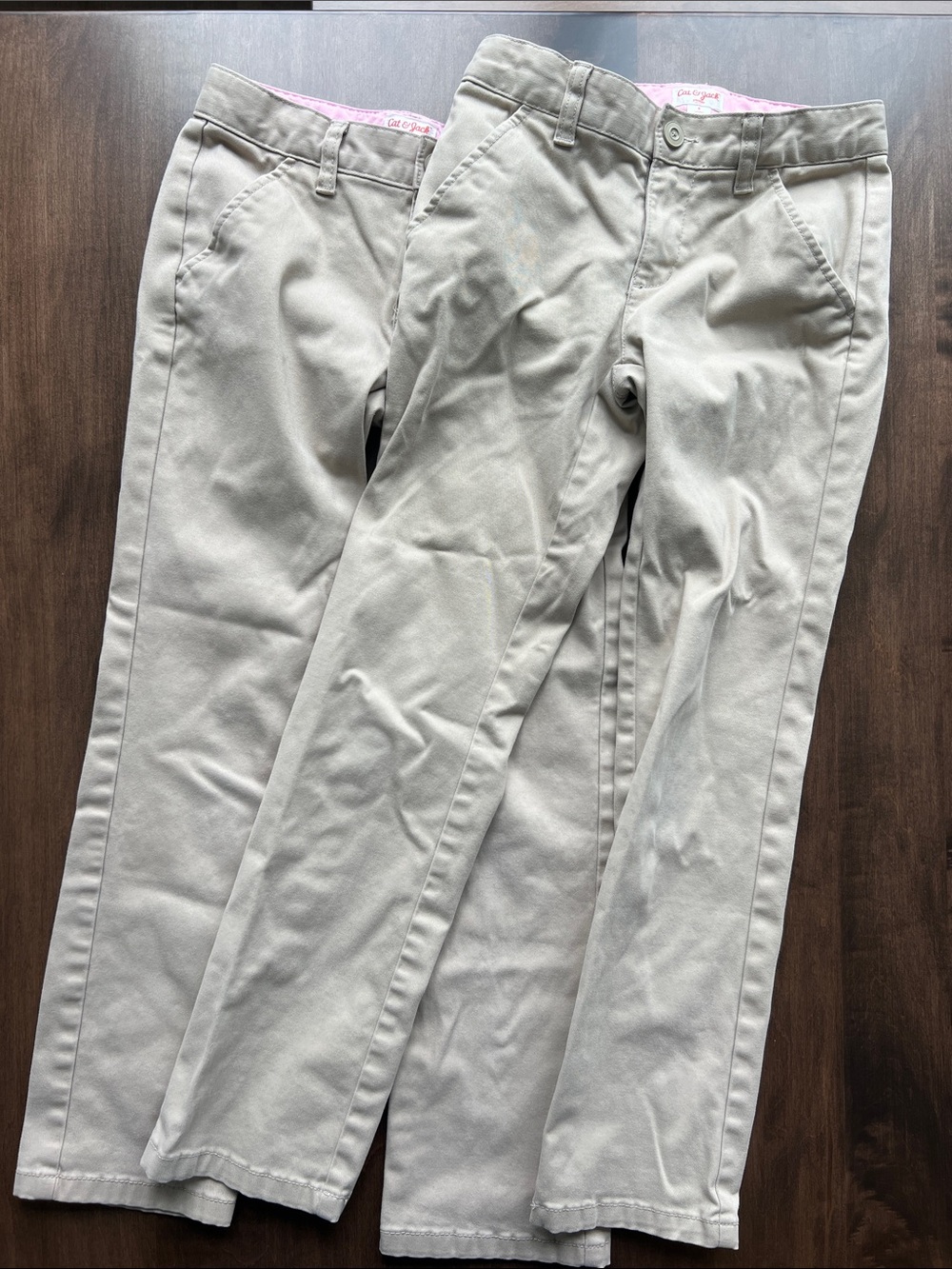 Cat and Jack girls tan uniform straight leg pants. Size 8.